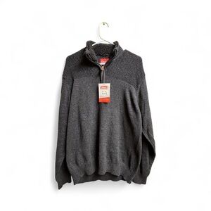 Coleman Men’s Large Gray 1/4 Zip Sweater NWT Faux Fur Lined Outdoor Pullover